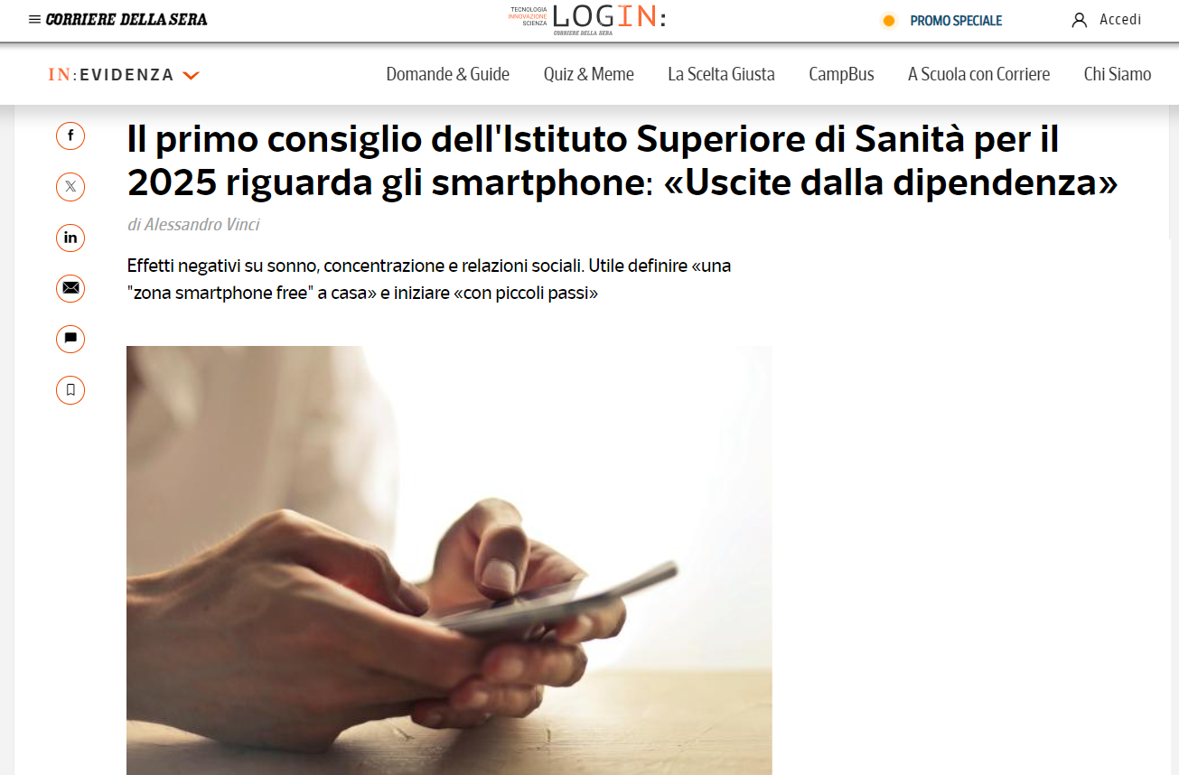 Uscire dalla dipendenza dai telefonini - Corriere della sera - Psichiatra Roma