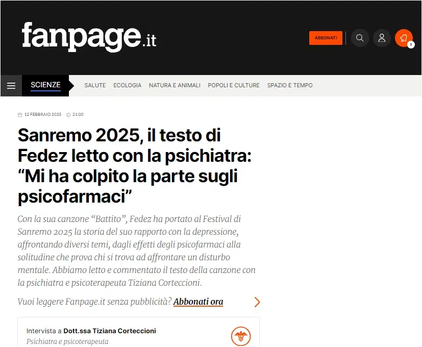 Sanremo 2025, il testo di Fedez letto con la psichiatra